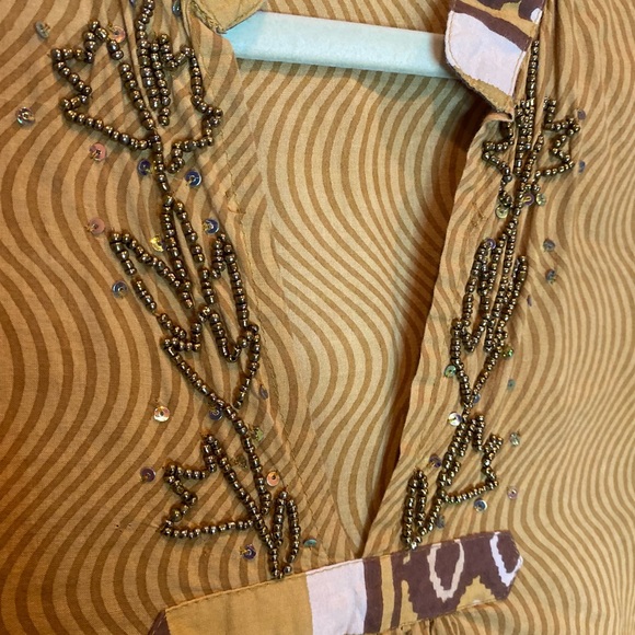 EARTHBOUND Mustard and Brown Long Sleeve Tunic Dress - Picture 3 of 8